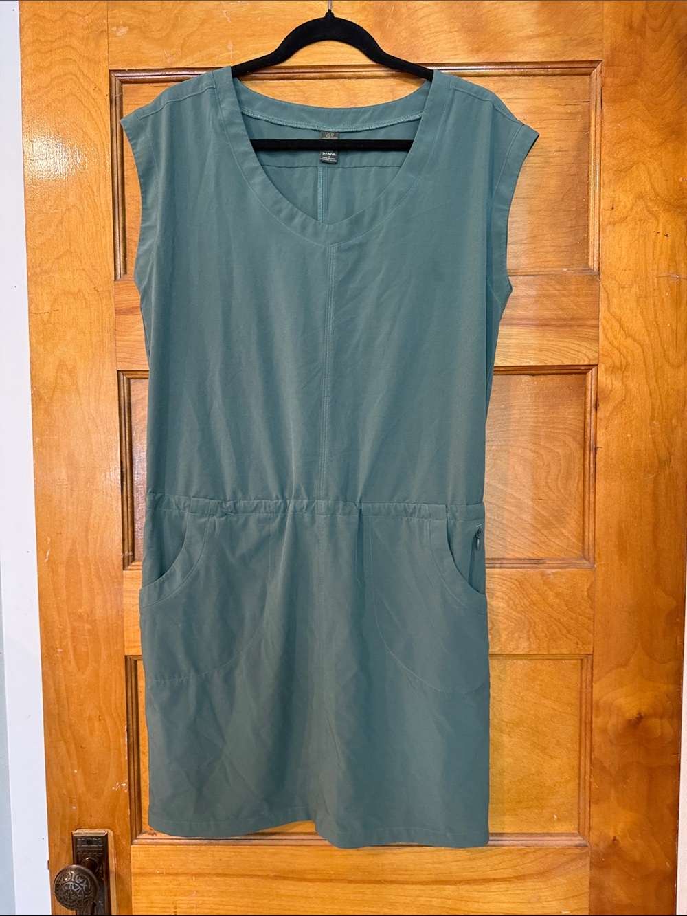 Prana Olive Green Cap-Sleeve V-Neck Romper Dress